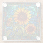 Dessous-de-verre En Verre Tournesol en verre verni Art nouveau (Dos)