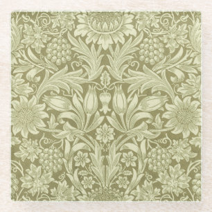 Dessous-de-verre En Verre Tournesol William Morris Vintage Olive Damask