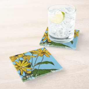 Dessous-de-verre En Verre Tournesols Art Nouveau