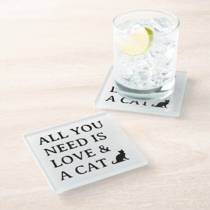 Dessous-de-verre En Verre Tout ce dont vous avez besoin est l'amour et le ch