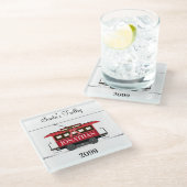 Dessous-de-verre En Verre Tramway rouge du Nouvel An (Incliné)