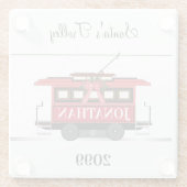 Dessous-de-verre En Verre Tramway rouge du Nouvel An (Dos)