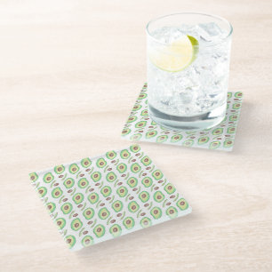Dessous-de-verre En Verre Tranches de noyaux d'avocat Motif dessiné à la mai