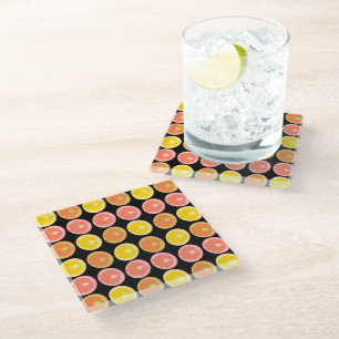 Dessous-de-verre En Verre Tranches de pample de couleur vive et lumineuse 