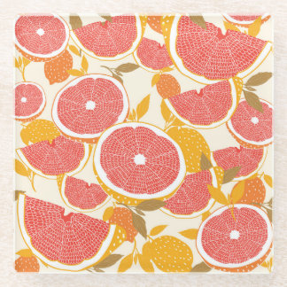 Dessous-de-verre En Verre Tranches de pamplemousse avec Feuilles