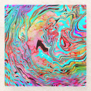 Dessous-de-verre En Verre Tranquillité Abstrait Fluid Art