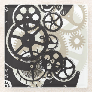 Dessous-de-verre En Verre Travail de roues de dent