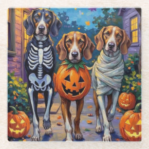 Dessous-de-verre En Verre Treeing Walker Coonhound en costumes d'Halloween
