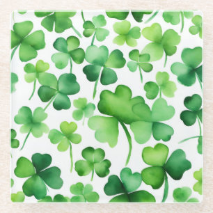 Dessous-de-verre En Verre Trèfle aquarelle vert
