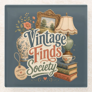 Dessous-de-verre En Verre Trésors de Cottage Vintage Bleu 