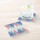 Dessous-de-verre En Verre Triangles bleu et corail (Incliné)