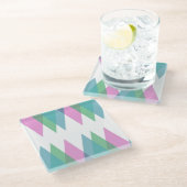Dessous-de-verre En Verre Triangles rose et vert (Incliné)