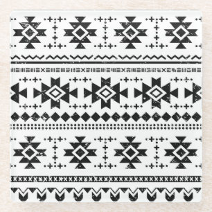 Dessous-de-verre En Verre Tribal aztec, arrière - plan blanc vintage.