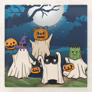 Dessous-de-verre En Verre Trick fantôme ou traitements Dessous de verre en v