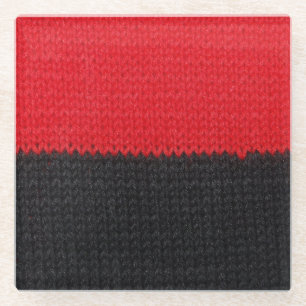 Dessous-de-verre En Verre tricot rouge-noir : closeup rayé.