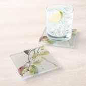 Dessous-de-verre En Verre Triptyque de branche feuille aquarelle (Incliné)