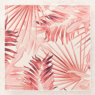 Dessous-de-verre En Verre Tropical Palm Feuille, Hawaiian Stylish Motif.