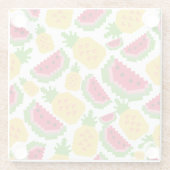 Dessous-de-verre En Verre Tropical Watermelon and Pineapple Pixel Pattern (Dos)