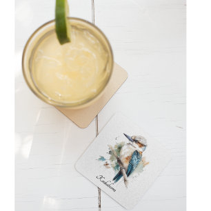 Dessous-de-verre En Verre True Blue Kookaburra, personnalisé