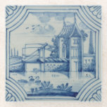 Dessous-de-verre En Verre Tuile de Delft montrant un pont-levis au-dessus<br><div class="desc">Image : Tuile de 56463 Delft montrant un pont-levis au-dessus d'un canal,  19ème siècle. École néerlandaise,  (19ème siècle). Collection privée,  la collection de Stapleton.  Art,  beaux-arts.</div>