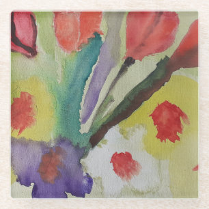 Dessous-de-verre En Verre Tulipes Abstraites et fleurs de printemps