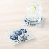 Dessous-de-verre En Verre Tulipes en bleu Delft (Incliné)