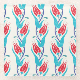 Dessous-de-verre En Verre Tulipes Turques : Motif Traditionnel Sans Couture.