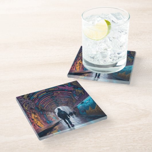 Dessous-de-verre En Verre Tunnel De Graffiti (Incliné)