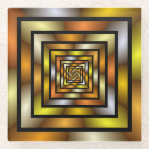 Dessous-de-verre En Verre Tunnel lumineux coloré Trippy Fractal Graphisme