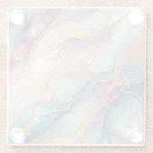 Dessous-de-verre En Verre Turquoise Aqua Blue violet rose or marbre Motif (Dos)