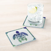 Dessous-de-verre En Verre Turtle - Blue (Incliné)