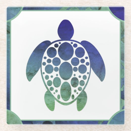 Dessous-de-verre En Verre Turtle - Blue (Devant)