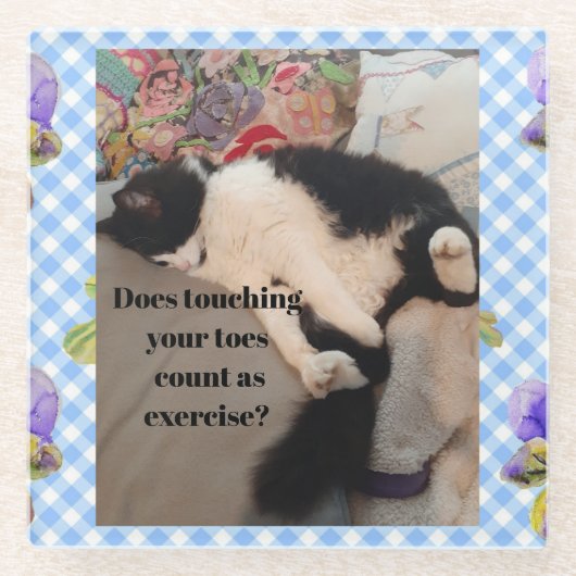 Dessous-de-verre En Verre Tuxedo Chat Drôle Citation Noir et Blanc Chats Fil (Devant)