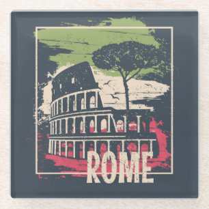 Dessous-de-verre En Verre Typographie de Rome : Poster Tour Eiffel.