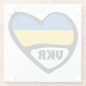 Dessous-de-verre En Verre Ukraine Drapeau En Coeur, Code Pays UKR (Dos)