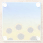 Dessous-de-verre En Verre Ukraine jaune bleu géométrie maillage motif Fleurs (Dos)