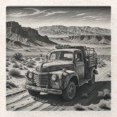 Dessous-de-verre En Verre Un camion dans le désert (Devant)