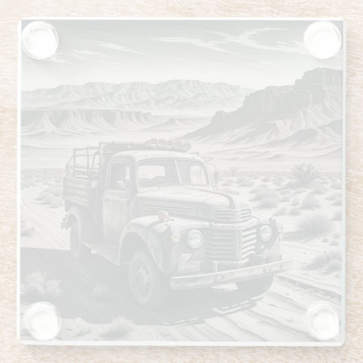 Dessous-de-verre En Verre Un camion dans le désert (Dos)