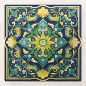 Dessous-de-verre En Verre 💛 💚 💙 Un Chef-D'Oeuvre Azulejo Unique (Devant)