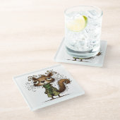 Dessous-de-verre En Verre Un écureuil en peluche verte (Incliné)