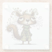 Dessous-de-verre En Verre Un écureuil en peluche verte (Dos)