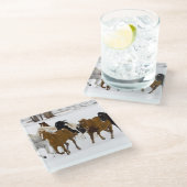 Dessous-de-verre En Verre Un hiver pittoresque de chevaux en course (Incliné)