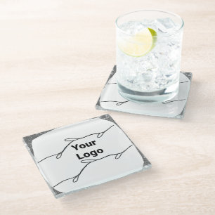 Dessous-de-verre En Verre Un logo personnalisé simple et élégant ici compagn