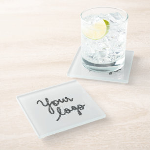Dessous-de-verre En Verre Un logo personnalisé simple et élégant ici compagn