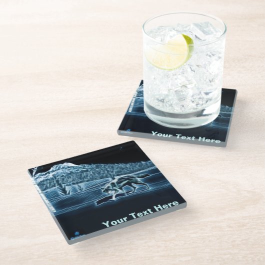 Dessous-de-verre En Verre Un Loup Sur Neige (Incliné)