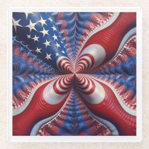 Dessous-de-verre En Verre Un Mélange De Drapeau Américain Et De Fractale