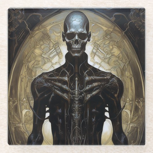 Dessous-de-verre En Verre Undead Cyborg Sci-Fi Horror Art (Devant)