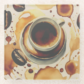Dessous-de-verre En Verre Une tasse de café tache