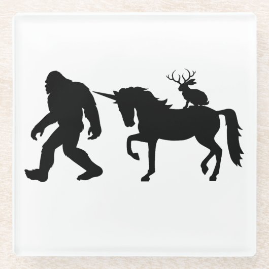 Dessous-de-verre En Verre Unicorne, Bigfoot, Jackalope (Devant)