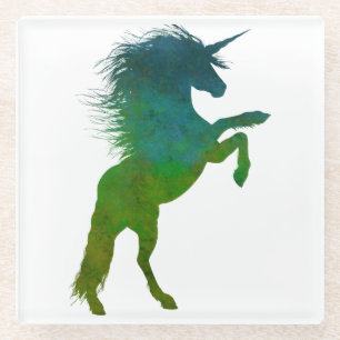 Dessous-de-verre En Verre Unicorne bleue et verte